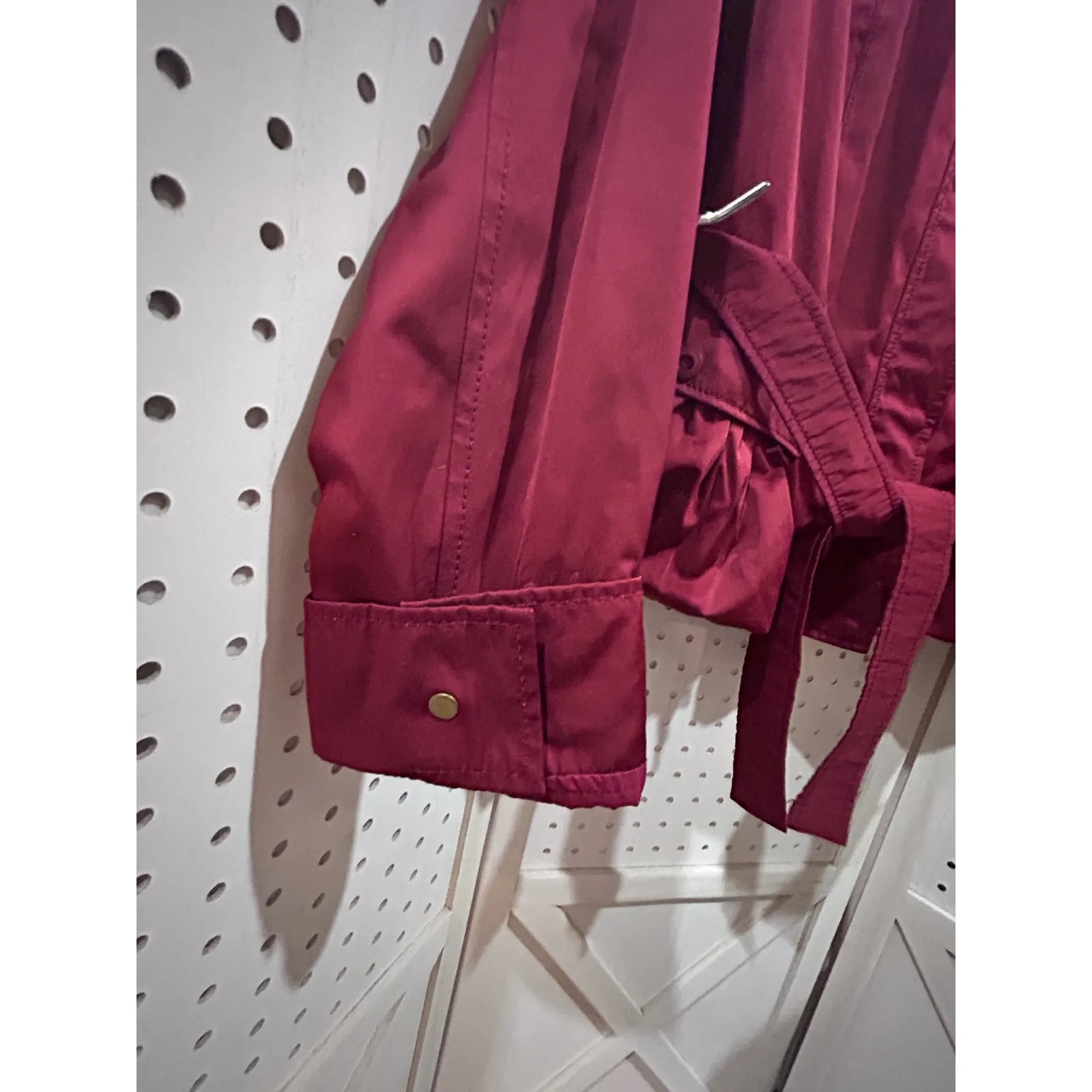 WEEKEND MaxMara Women Burgundy Belted Peplum Jacket Size Medium Red - Image 6