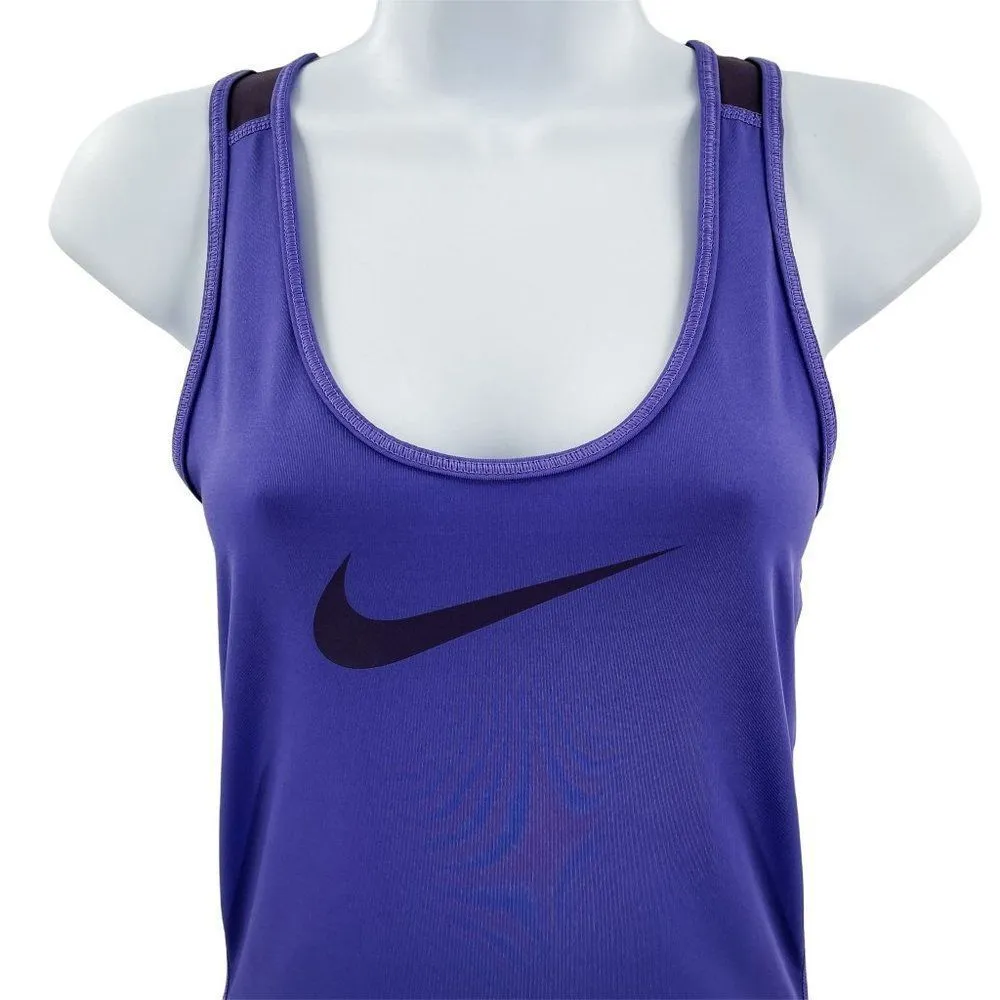 Nike Pro Cool Dri-Fit Swoosh Logo Racerback Athletic Workout Tank Top Purple XS - Image 2