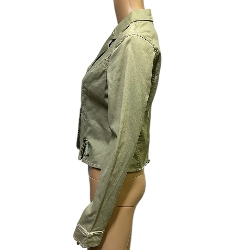 Plugg Bow Accent 2 Button Blazer Casual Jacket Cotton Blend Juniors Size Medium Green - Image 5