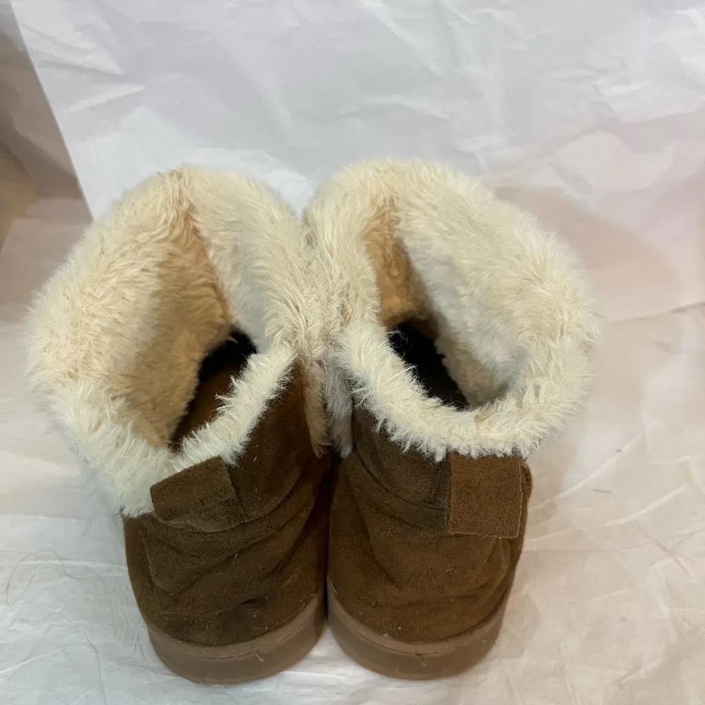 Dearfoams ‎ SMALL EU 35 BROWN SUEDE/FUR BOOTIES PREOWNED - Image 5