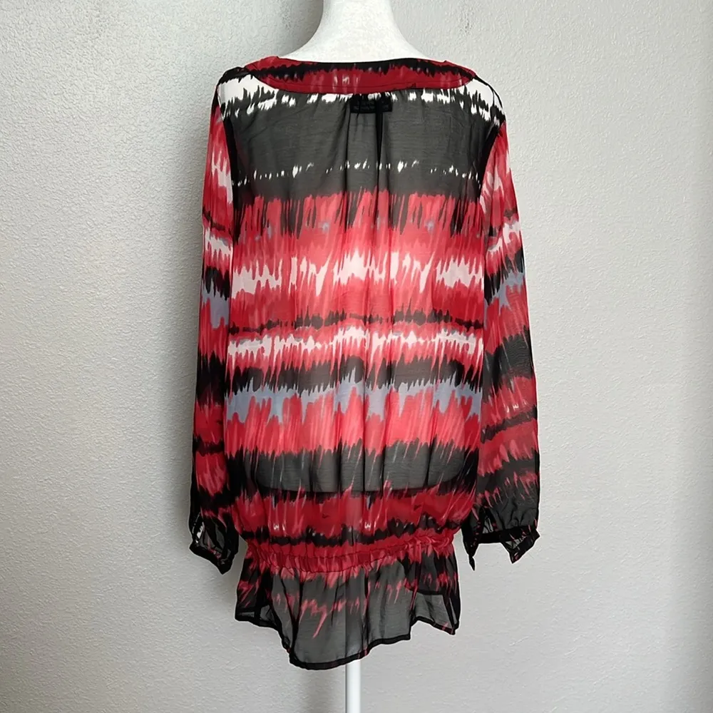 Gina Benotti Red Print Tie Neck Blouse Size Medium - Image 4