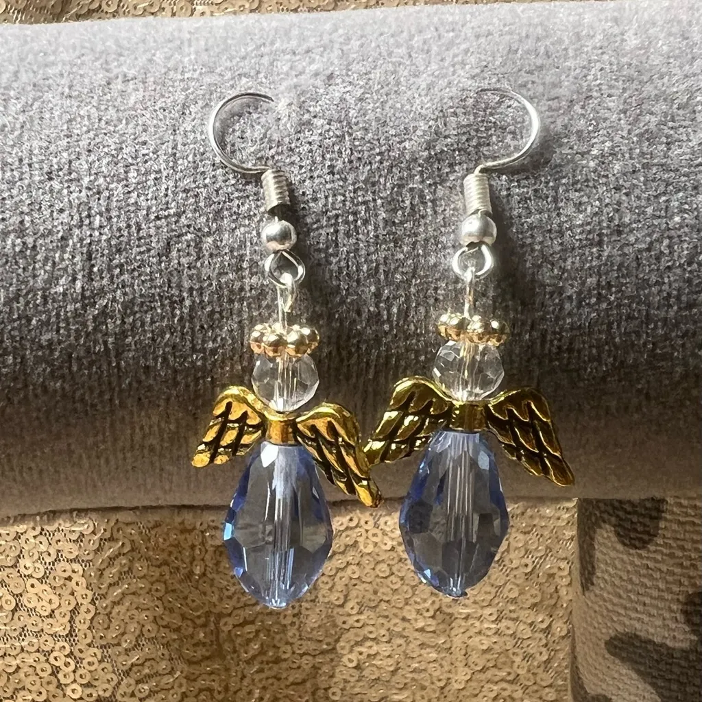 Angels 👼 Earrings Hand Made 2 Pair Black/Blue Black - Image 2
