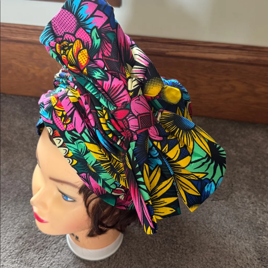 African Ankara Patch Floral Paisley Maxi Dress 3 Piece Set (Fits Up To SIZE 14) Pink - Image 8