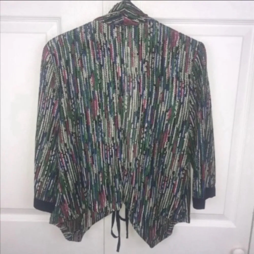 Alberto Makali Medium Multi Color Knit Tie Waist Thin Knit Jacket - Image 5