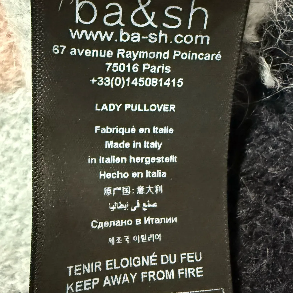 Ba&sh Striped Maria‎ Jumper Fuzzy Knit Alpaca Wool Soft Cropped Sweater Size XS - Image 9