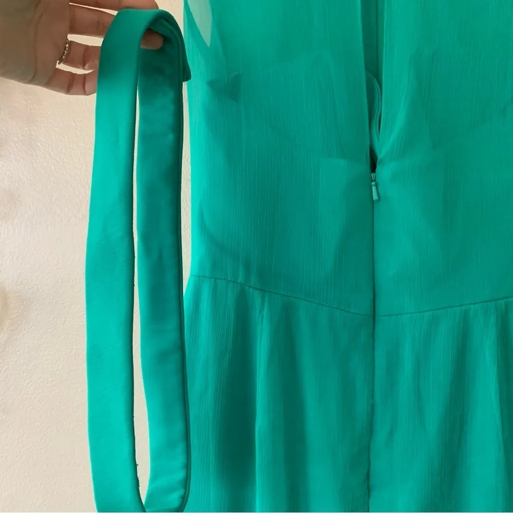 Lela Rose Chiffon Sleeveless Green Mini Dress with Belt Size 8 - Image 14