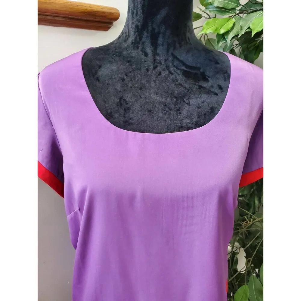 Tiana B Women Purple/Black Polyester ShortSleeve Scoop Neck Knee Length Dress 14 Black - Image 2