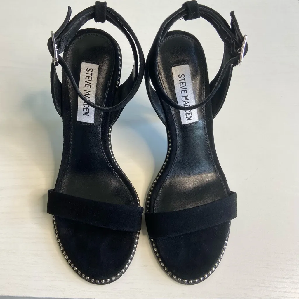 STEVE MADDEN Sylvie Studded High Heels Black Suede Size 7 - Image 3