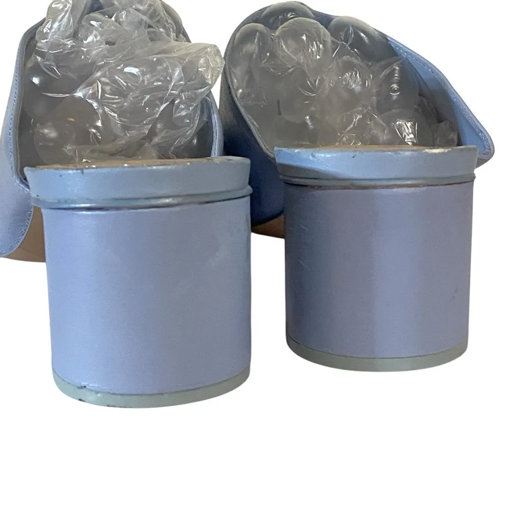 Zara Basic Women's Sz 41 Sky Blue Leather Mule Slide Sandals - Image 8