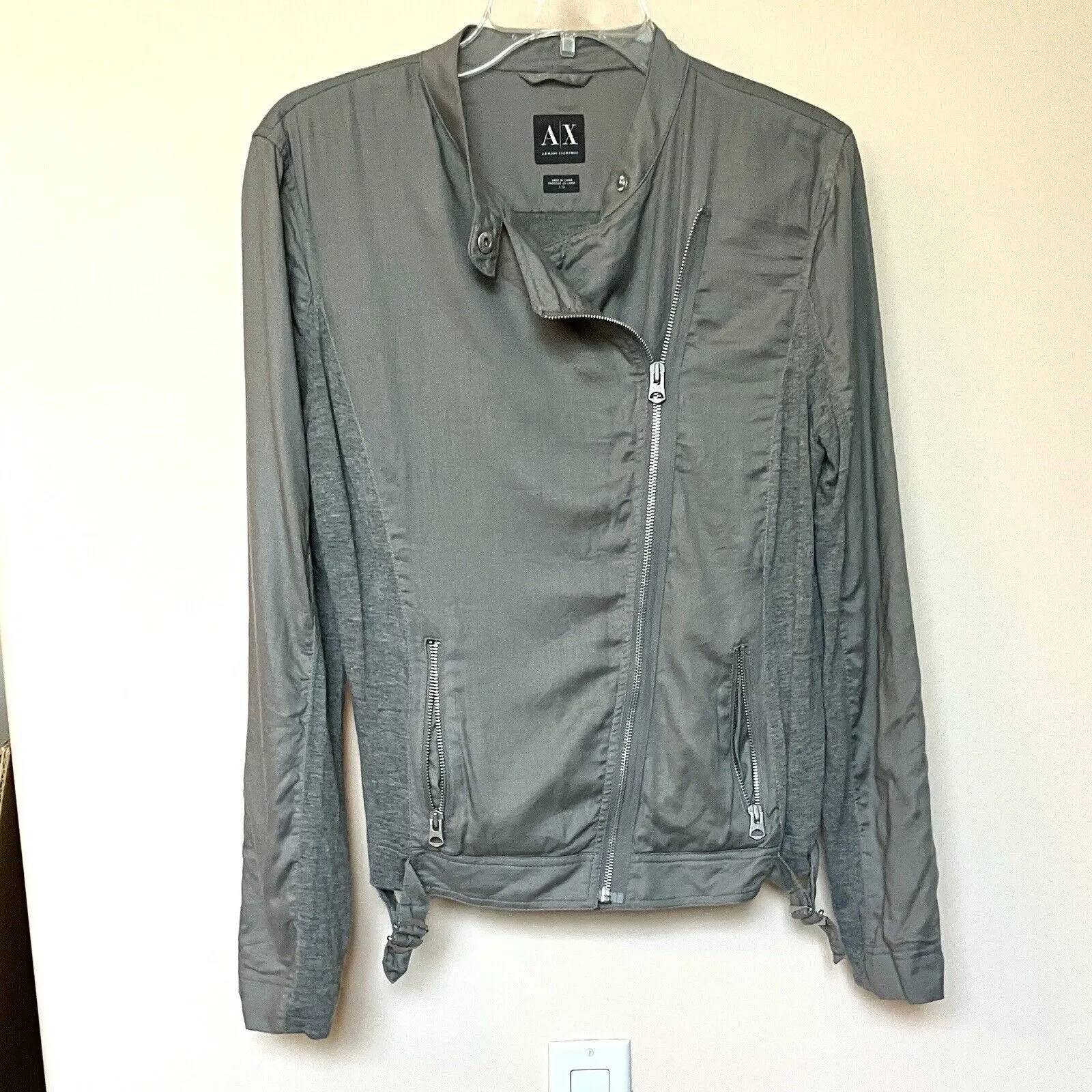 Armani Exchange Jacket Women’s Large Gray Asymmetrical Full Zip - Image 3