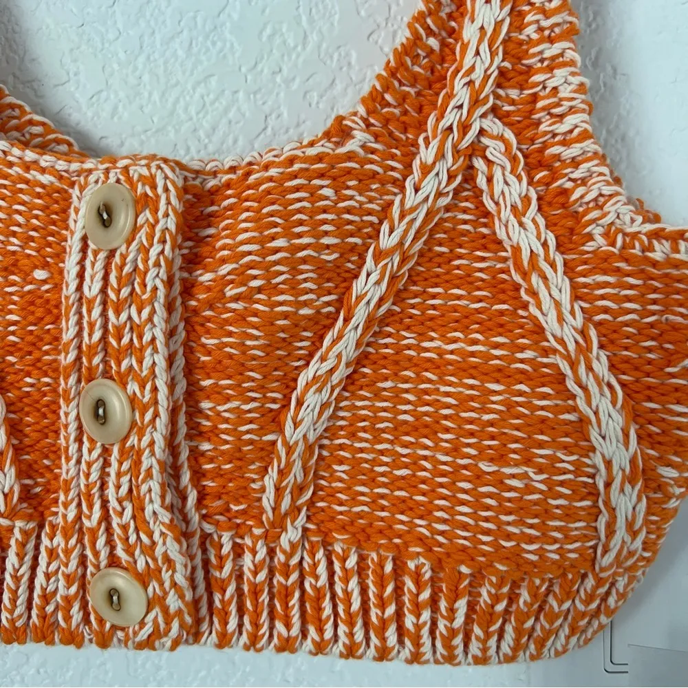 $225 NWT RE/DONE ORANGE COMBO BUTTON FRONT BRA ORANGE TOP SZ S - Image 5