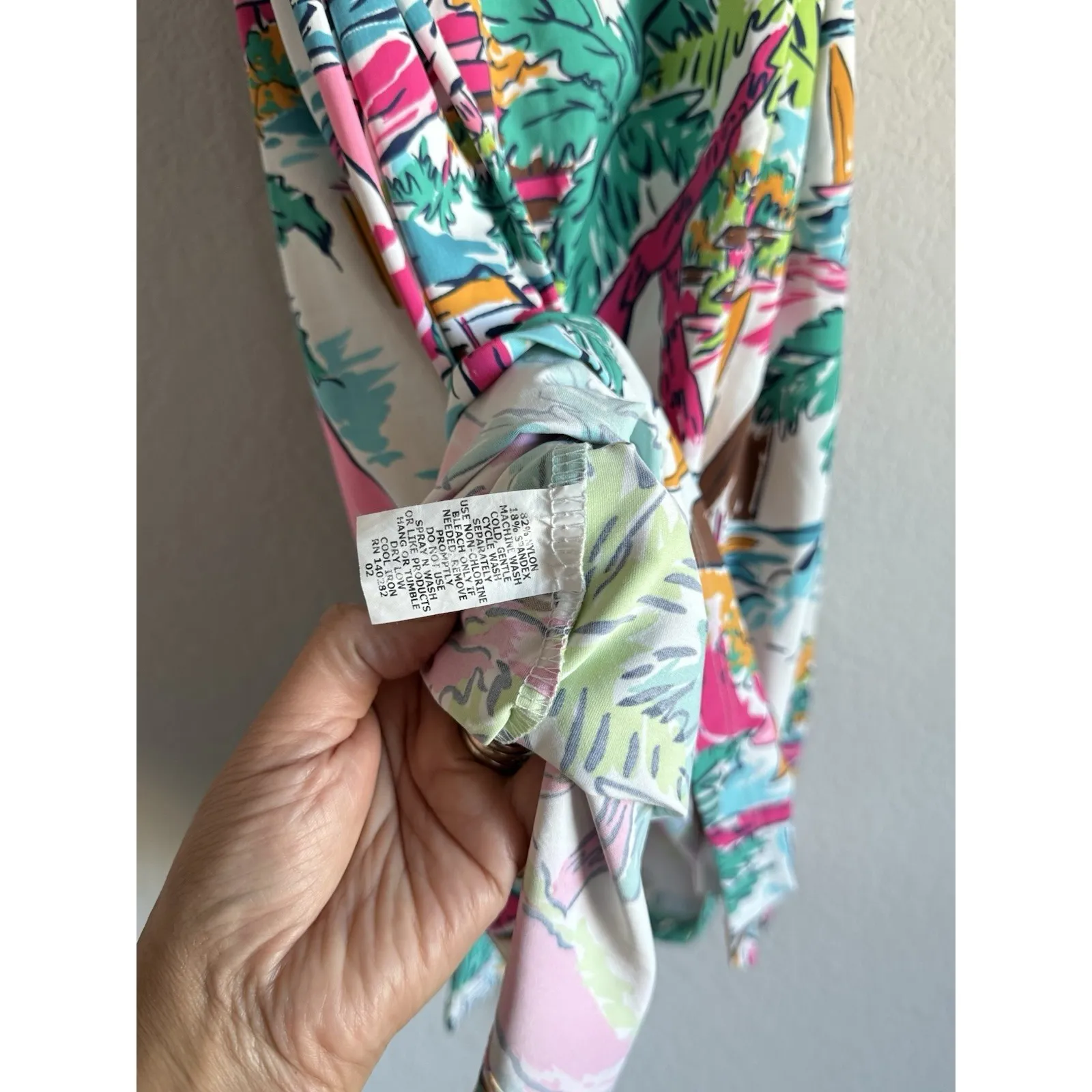 Katherine Way Tropical Button Down Belted Stretch Shirt Dress Women's Size Small - Image 6