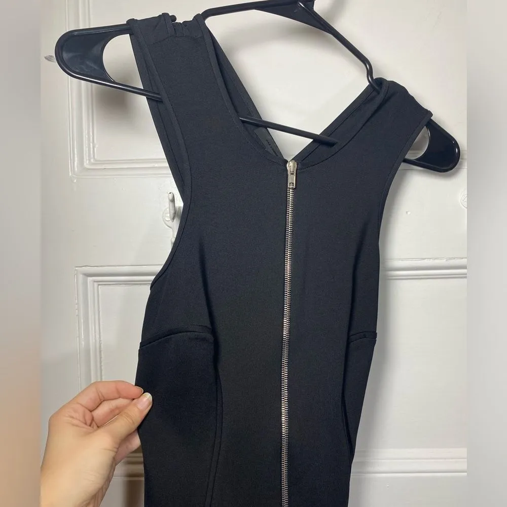 ALEXANDER WANG Bodycon Zipper Front Ponte Mini Dress Crisscross Back Black Sz 6 - Image 6