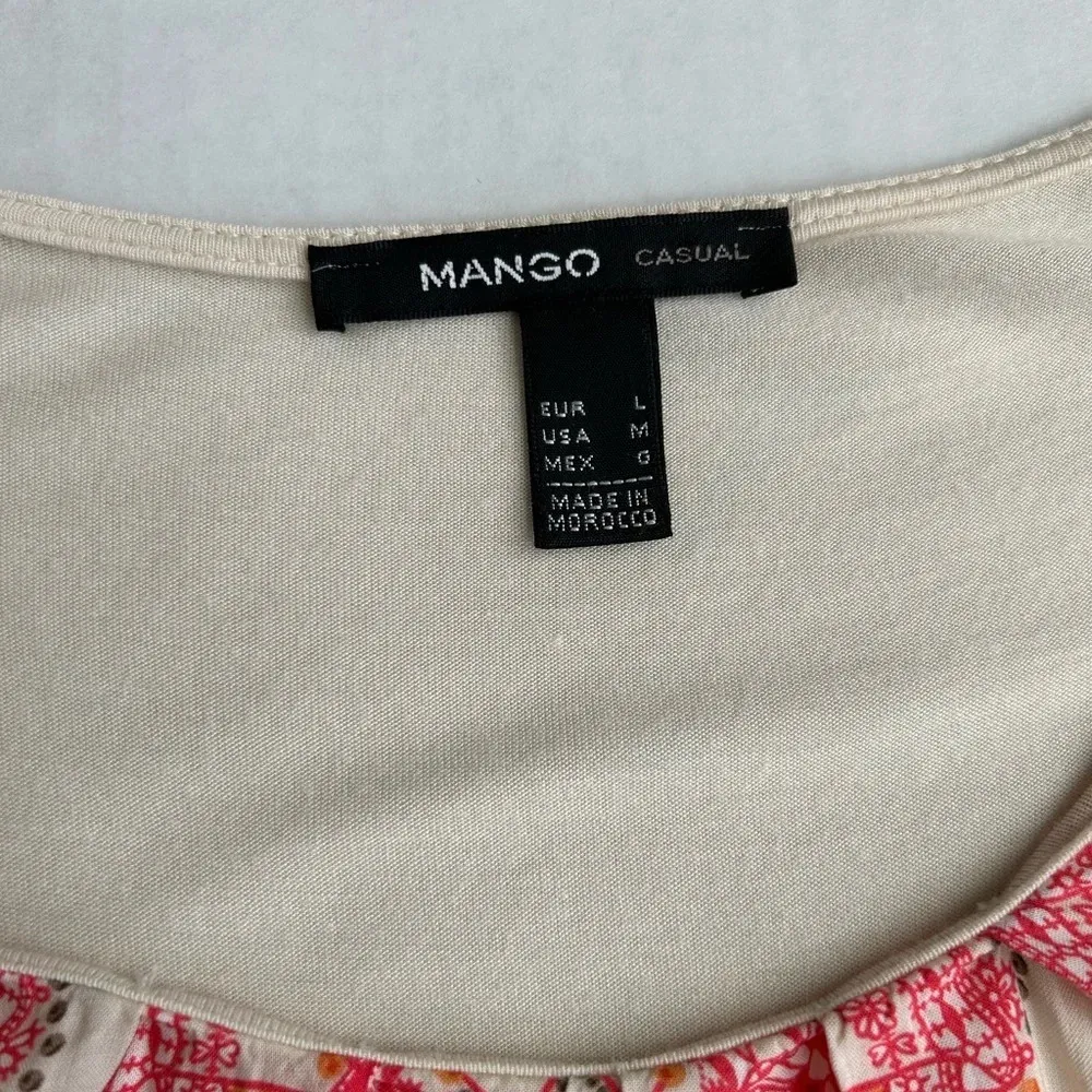 Mango Casual Women's Pink Patterned Long Sleeve‎ Top Medium - Image 8