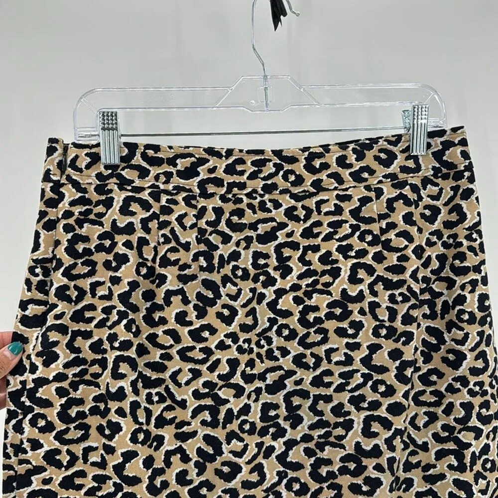 Talbots Canvas Cotton Animal Print Skirt Tan Black office date night size 10P - Image 8