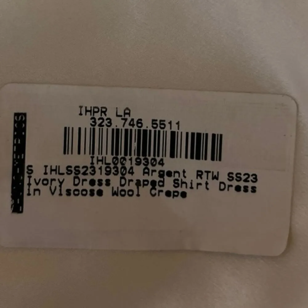 NEW Argent White Collared Wool Crepe Long Sleeve Wrap Shirt Maxi Dress Sz S - Image 5