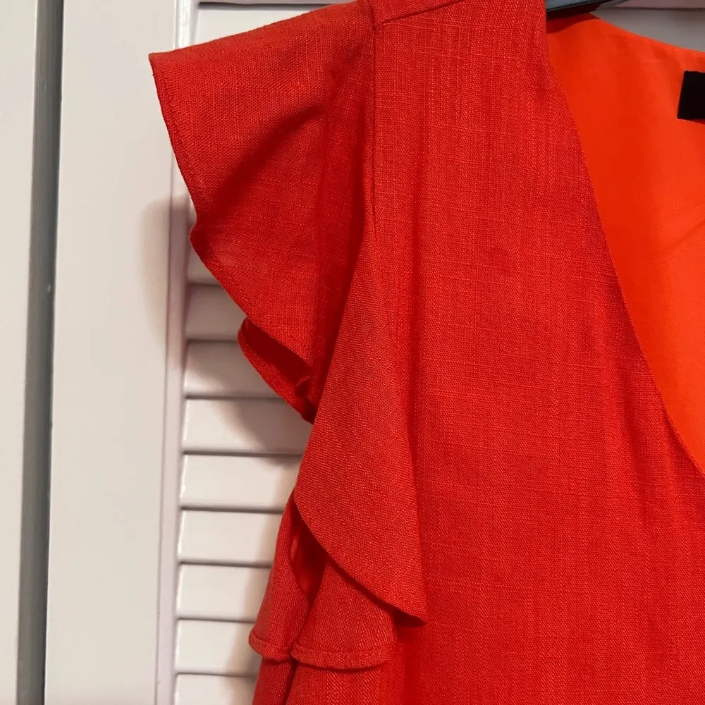 Sugarlips linen blend above the knee sundress, v neck, size XS, orange - Image 6