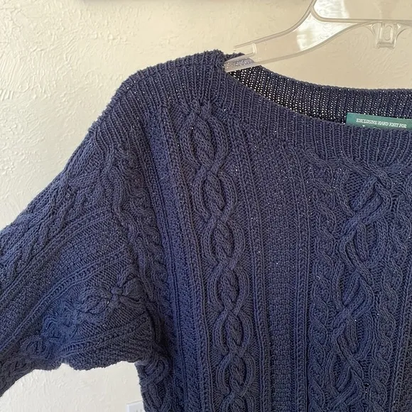 Ralph Lauren exclusively hand knit chunky cotton sweater Blue Size M - Image 2
