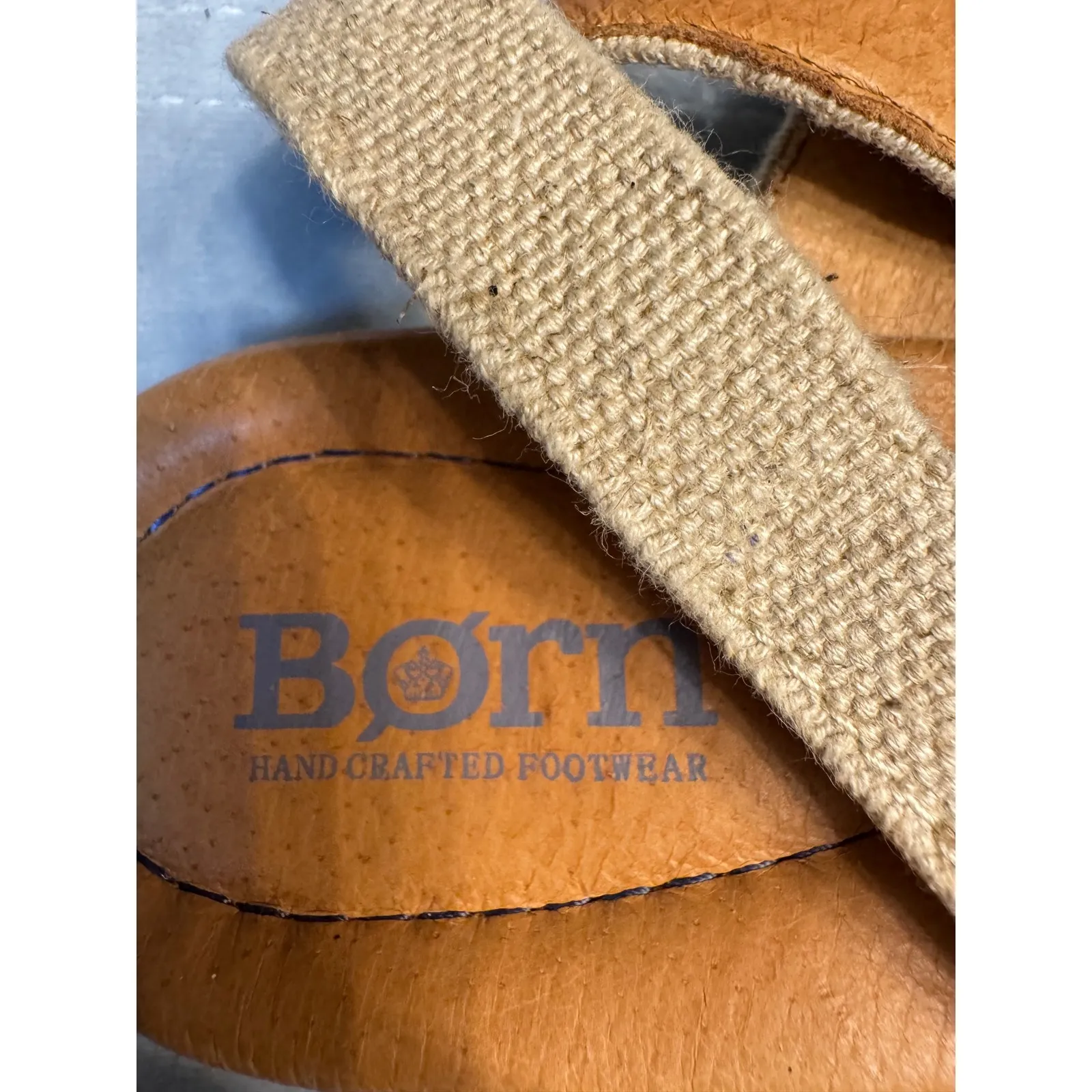 Born Handcrafted Footwear Gray Leather Ballet Flats Ankle Wrap Sandals 9.5 - Image 5