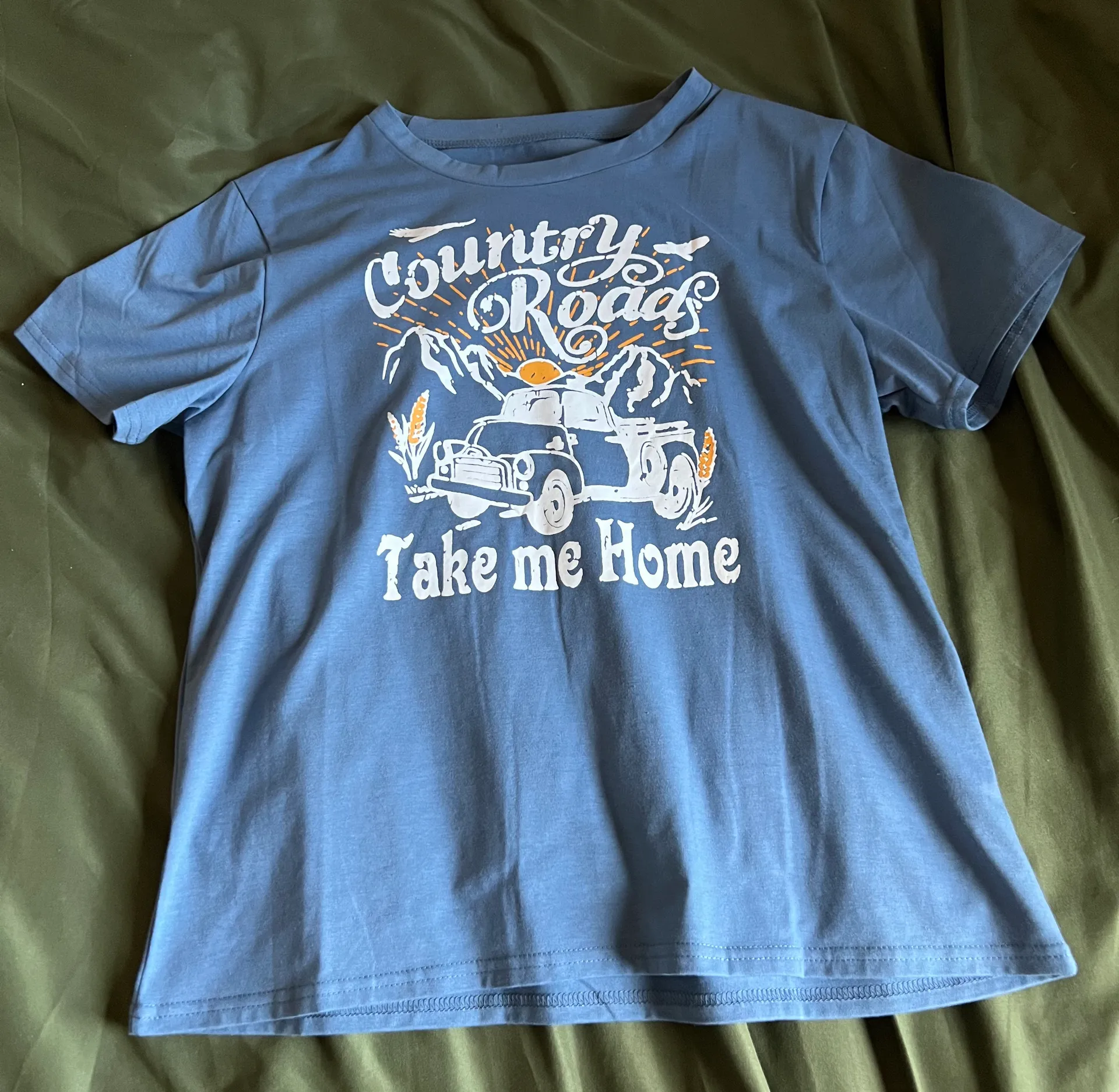 Cute Vintage Style Country T Blue Size M - Image 4