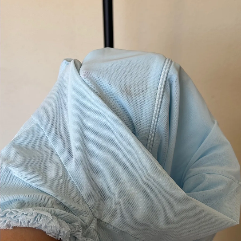 NWOT House‎ of Cb Gabbi Blue Ice water Ruffle front Mesh Cocktail Dress sz M - Image 10