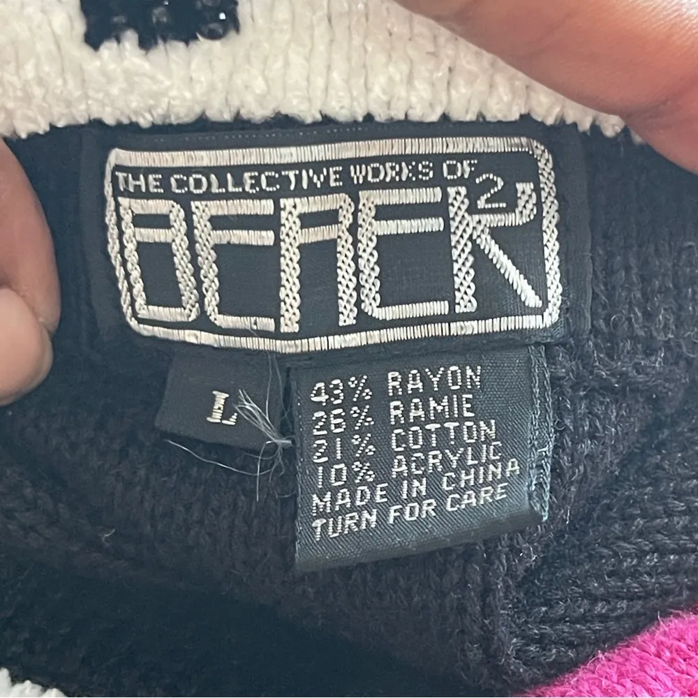 BEREK | Vintage Knit Beaded Animal Print Full Zip Vest Sz L Size L - Image 8