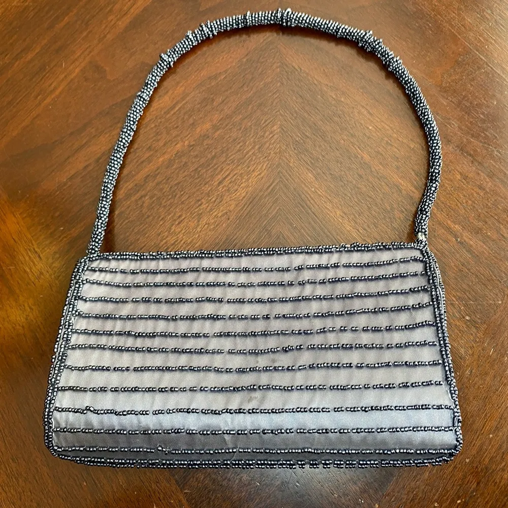 Smokey Gray Beaded & Sequins Small Festive Purse - Image 3