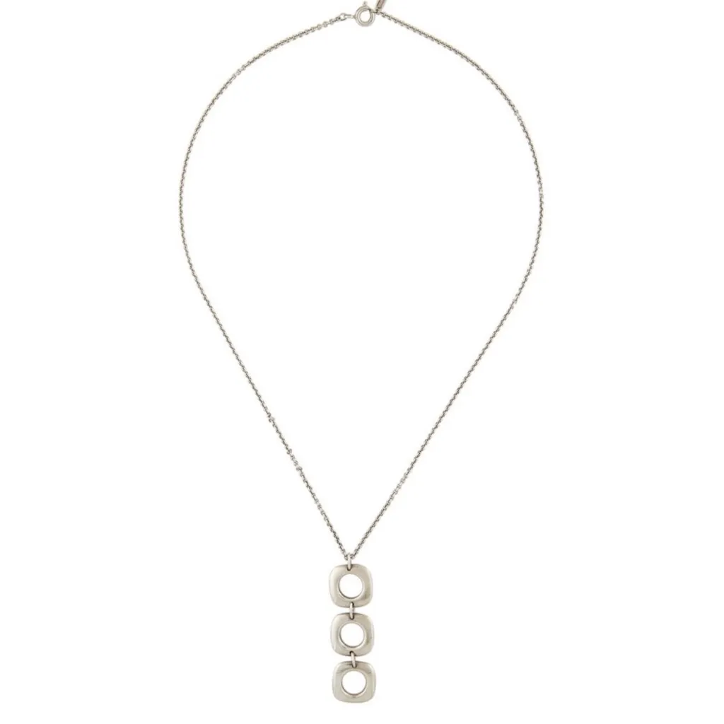 Tiffany & Co. Square Cushion Triple Drop Pendant Necklace Sterling Silver Rare - Image 4