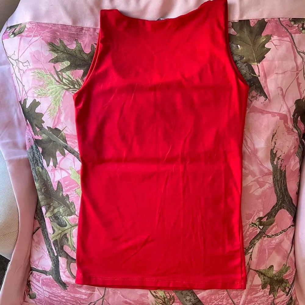 cherry red zara square neck fitted tank top - Image 2