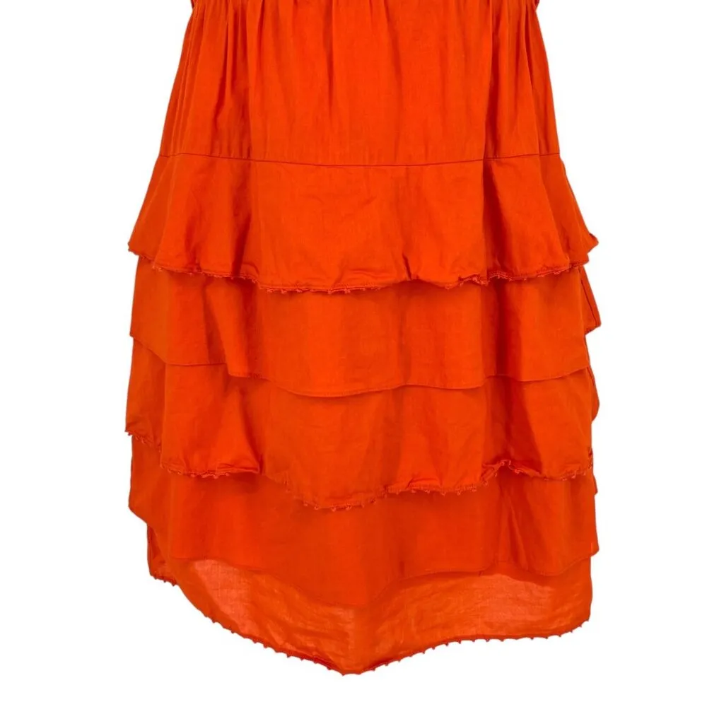 Maeve Anthropologie Terrasina Sleeveless Tiered Ruffle Mini Dress Orange Size XS - Image 8