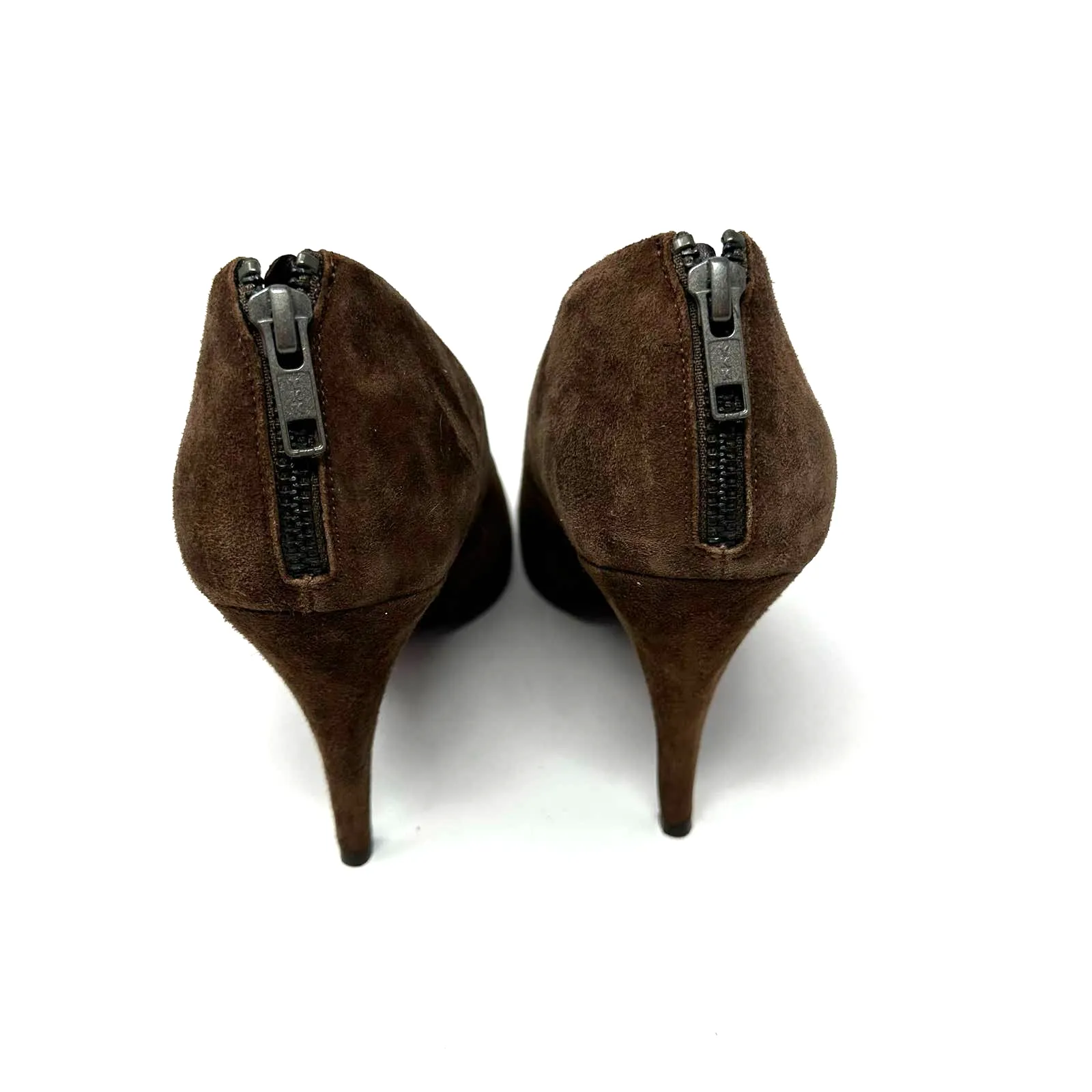 J. Crew size 9.5 heeled booties brown suede leather made‎ in italy 28668 - Image 4