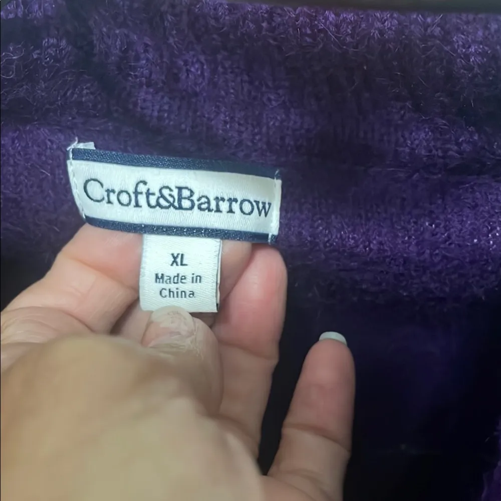 Croft & Barrow Purple Wool Zip Cardigan—XL - Image 4