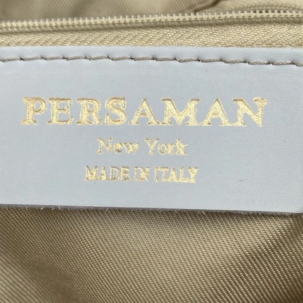 Persaman New York Adriana Python Leather Satchel Beige Handbag Made in Italy Tan - Image 10