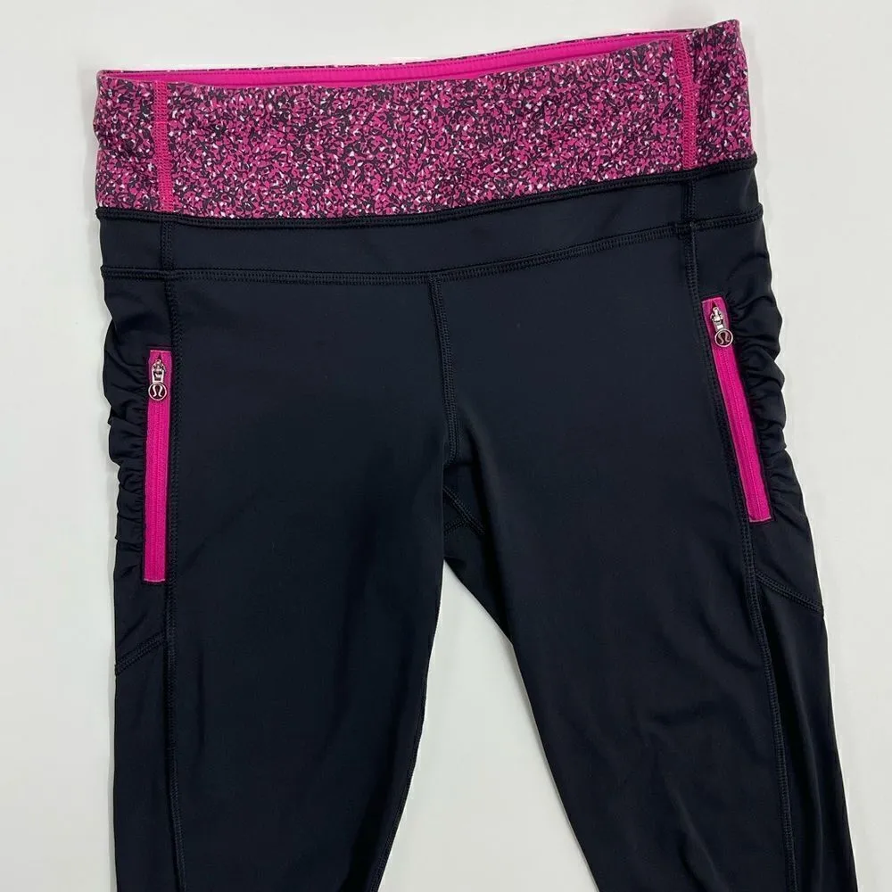 Lululemon Passion Crop III Black Flashback Static Caspian Jeweled Magenta - 4 - Image 6