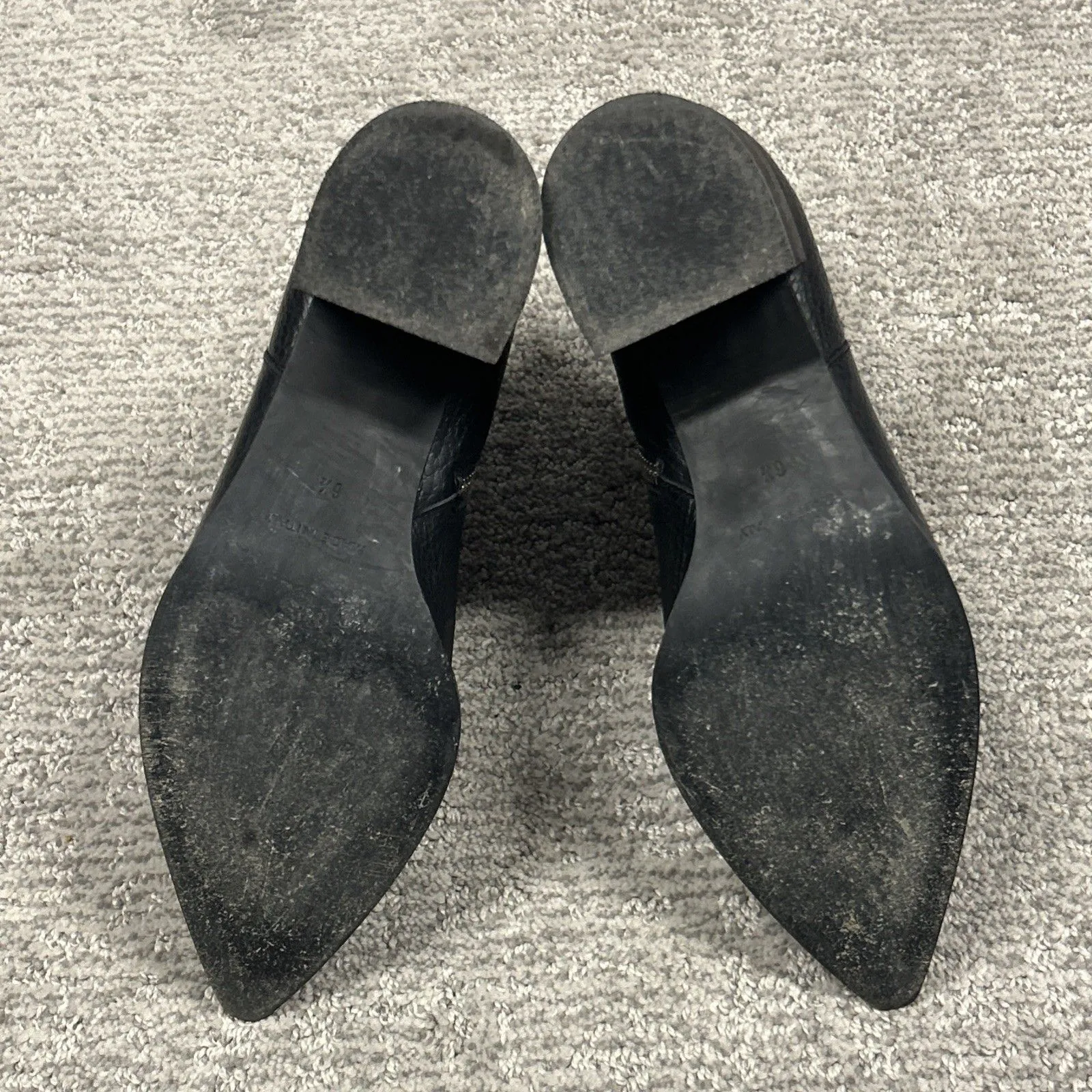 Everlane The Boss Boots Womens 6.5 Black Pebbled Leather Heels Italy Side Zipper - Image 7