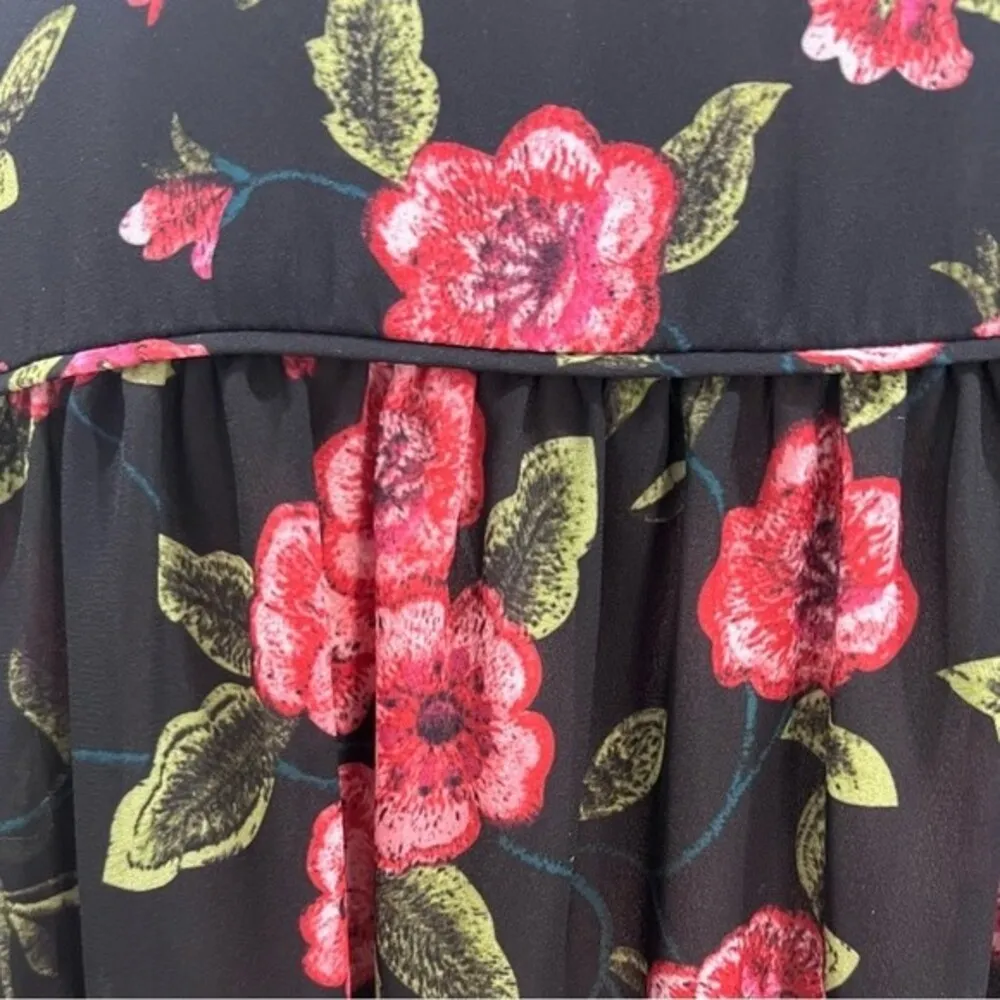 Emma & Michele long sleeve black floral dress with pockets size medium - Image 4