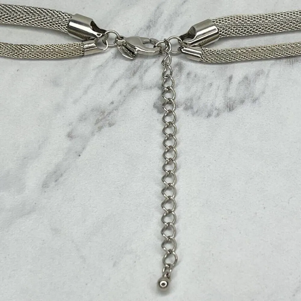 Chicos Silver Tone Double Strand Metal Mesh Long Layering Necklace 44" ✨ - Image 2