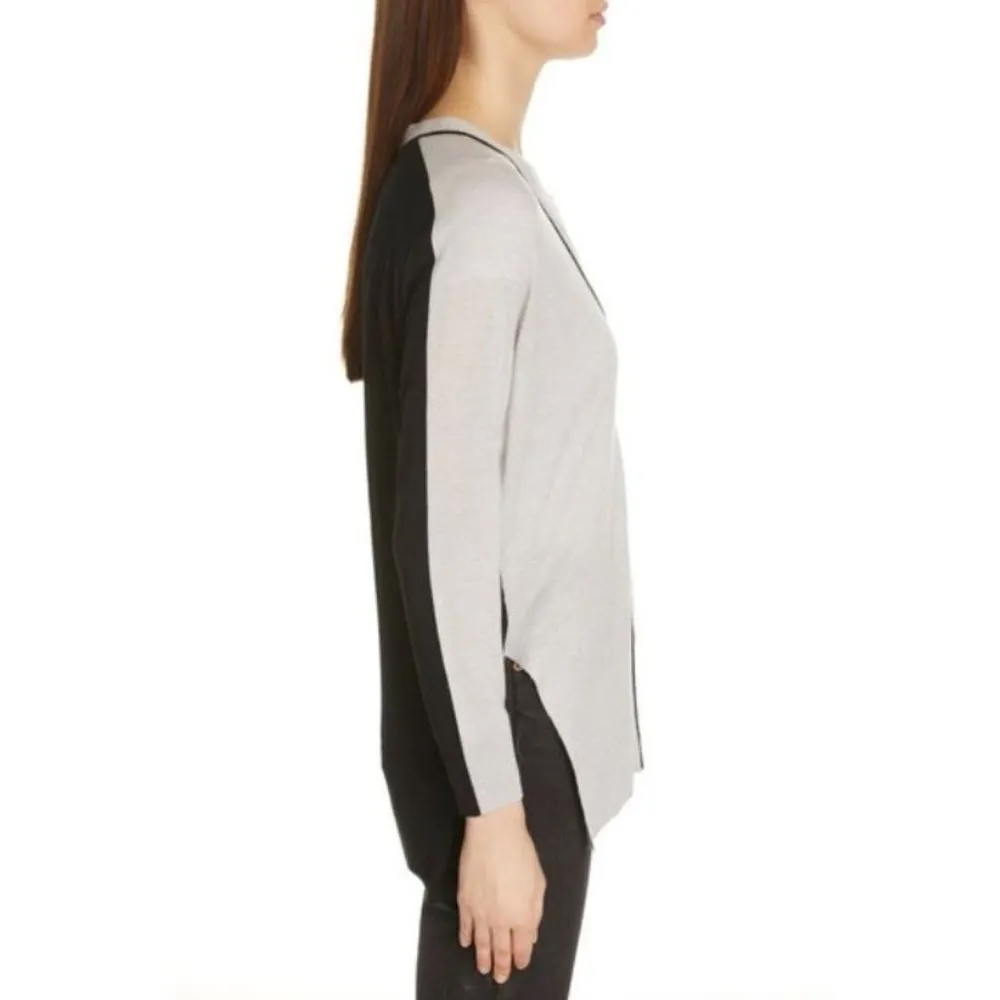 ATM Gray and Black Colorblock Silk Wool Cashmere Cardigan Sweater Size XS - Image 2