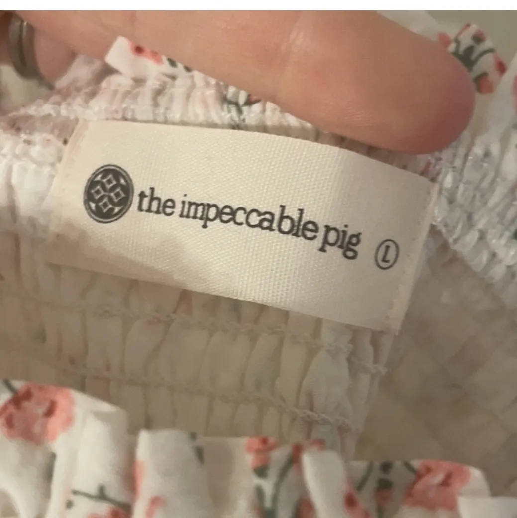 The Impeccable Pig Hello Darling White Floral Smocked Mini Dress w/ Eyelet Hem - Image 15