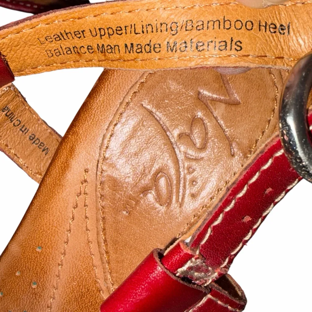 NEW Naya Red Leather Alpine Slingback Heeled Sandals Shoes size 7.5 - Image 11