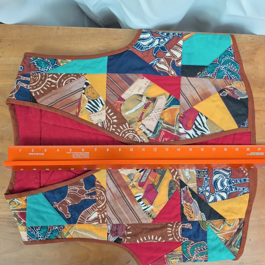 Handmade  Quilted Patchwork Padded Open Vest - Image 3