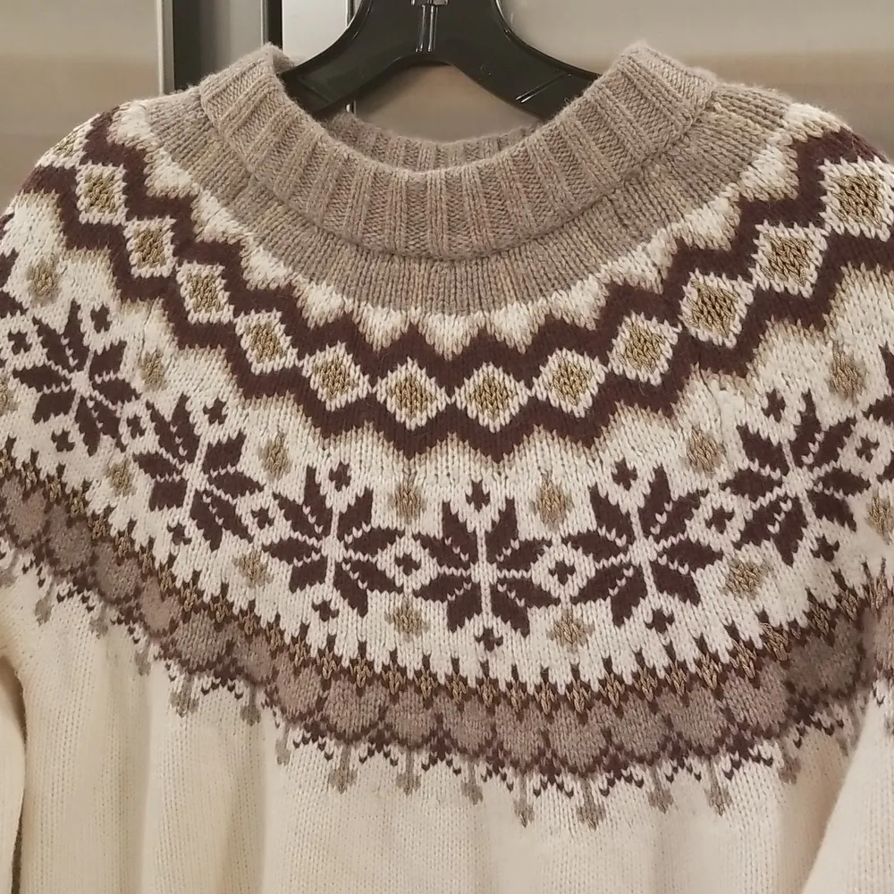 💕BODEN💕 Fair Isle Metallic Yarn Sweater ~ Warm Ivory Fair Isle Print US 8 NWOT - Image 12