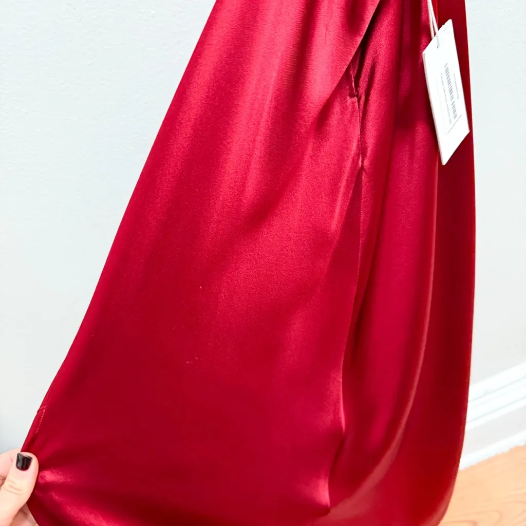 Reformation Cassette high neck cowl silk red dress sangre red NWT Size 6 formal - Image 15