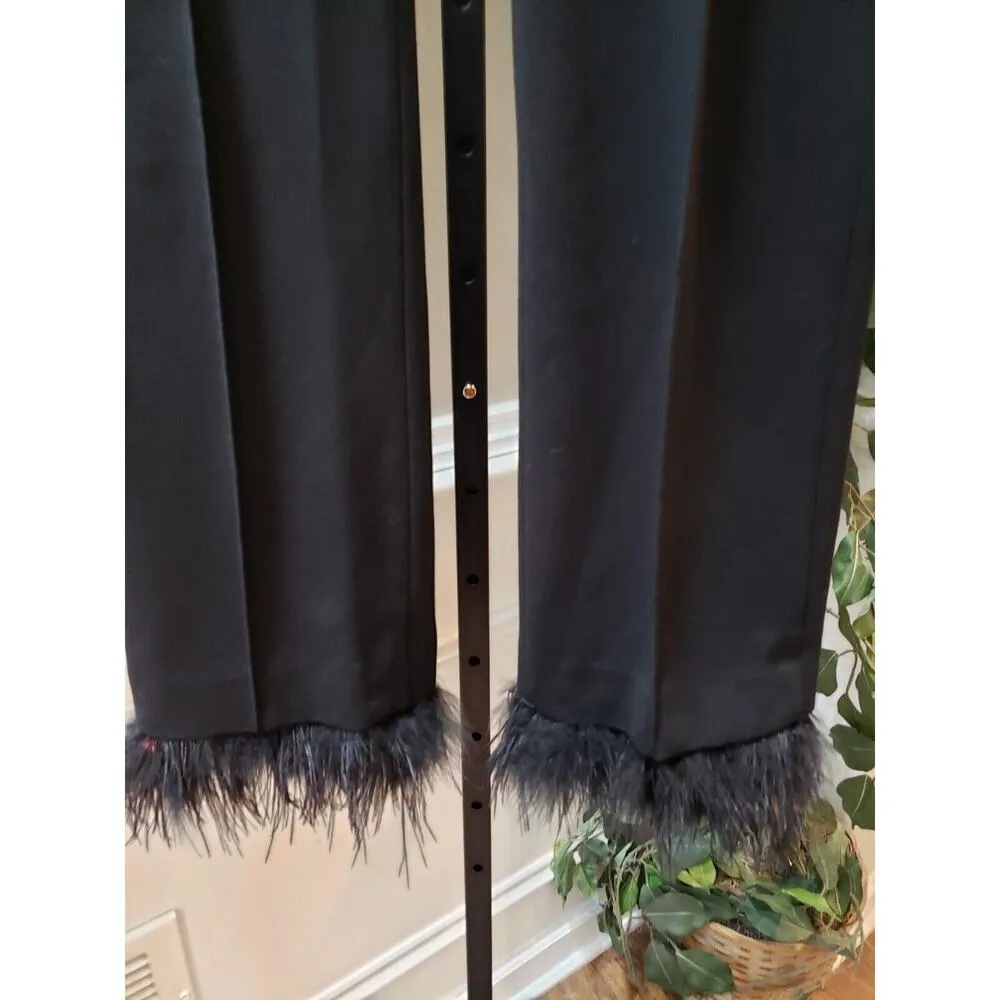 Vilagallo Women's Black Solid Viscose Edoardo Feather Side Zipper Pants 42 L Size L - Image 4