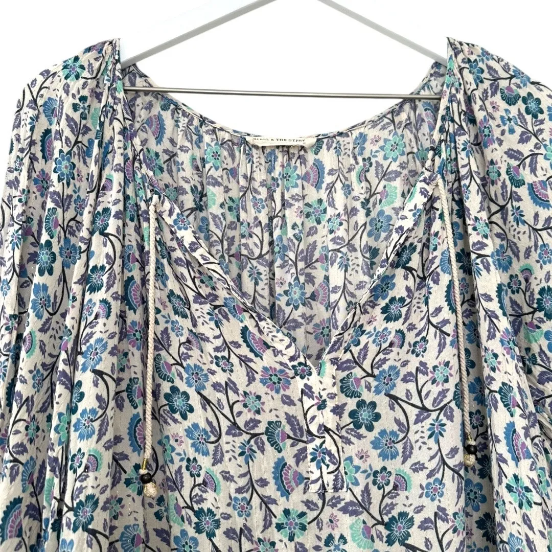 Spell & The Gypsy Flora Boho Mini Dress Purple Border XS Blue - Image 4