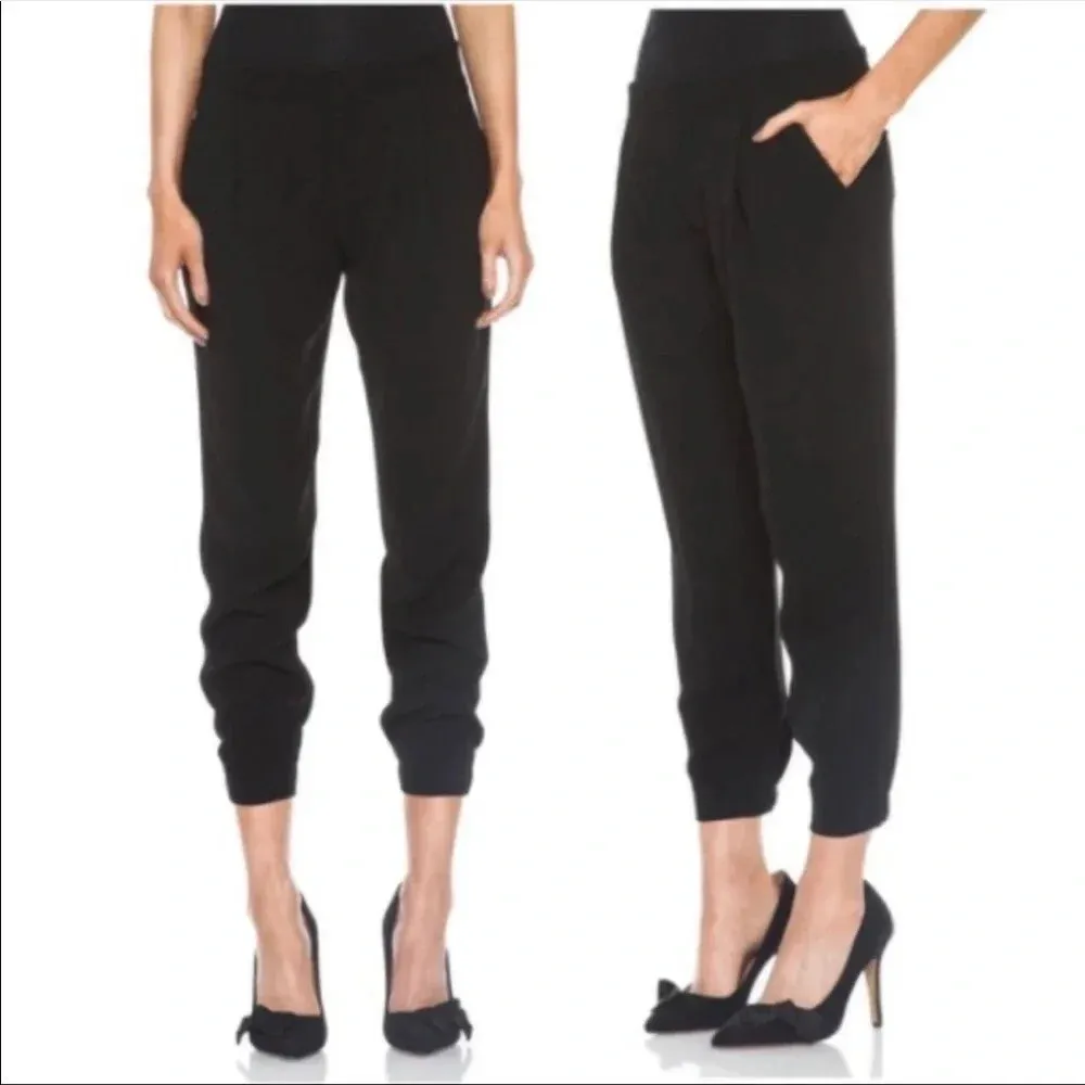 Vince Zipper Hem Pants Jogger Pleated Front Pockets Black High Rise Chic Size 2 - Image 2