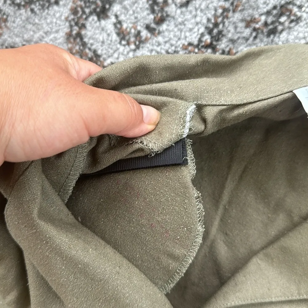 Vintage Georgiou Silk Two Piece Skirt Set Olive Green Large - Image 4