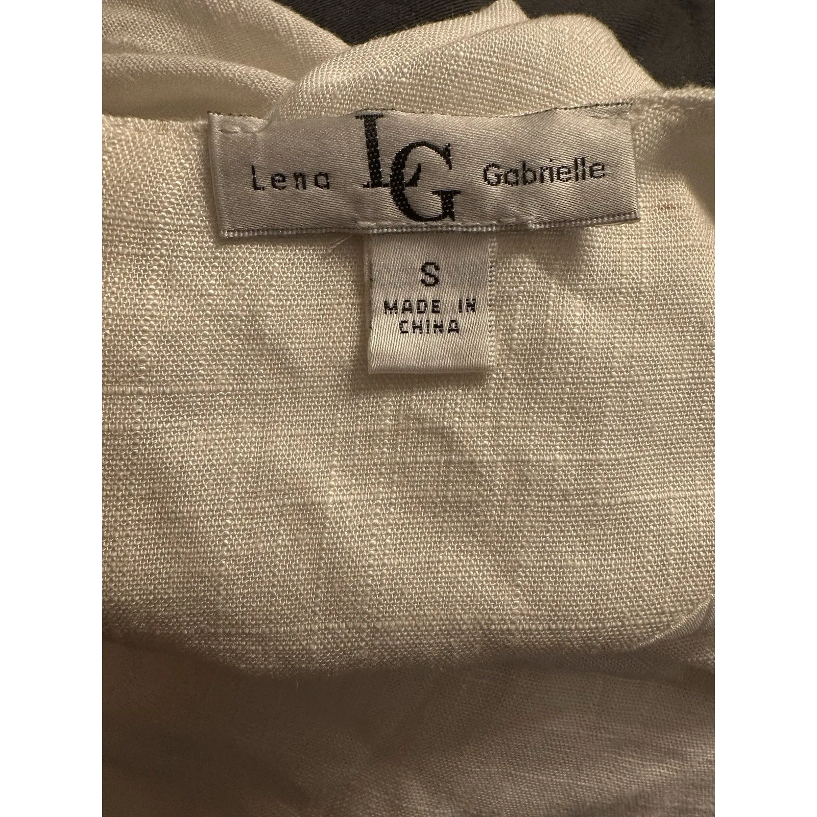 Lena Gabrielle Ruched Sleeve Linen Blend Blouse White Size Small - Image 4