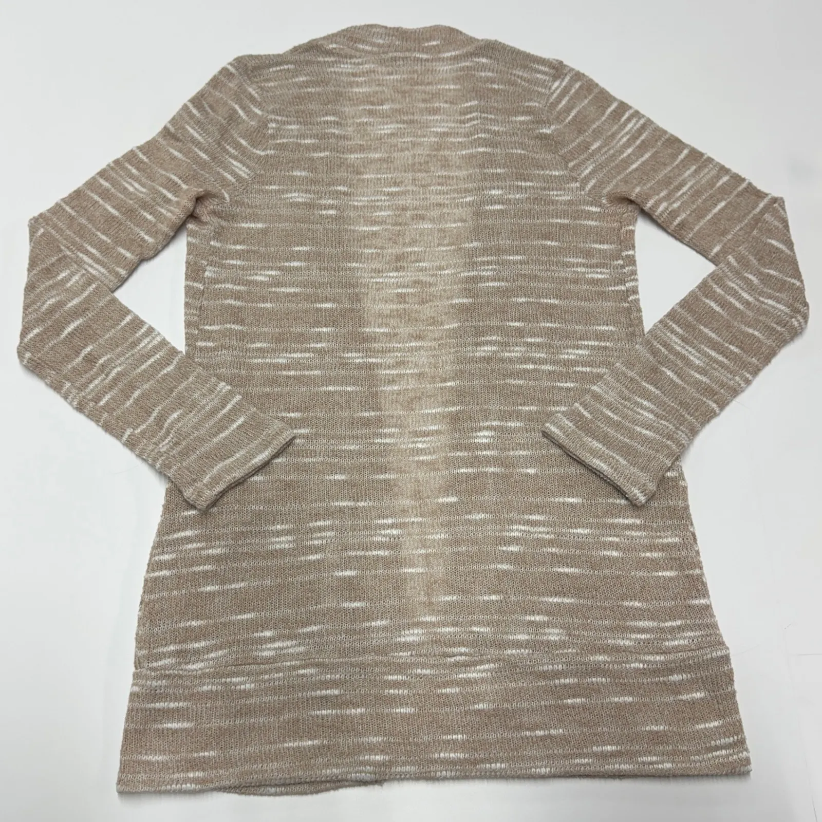 Splendid Cardigan Womens Medium Beige White Striped Knit Open Front Sweater - Image 2