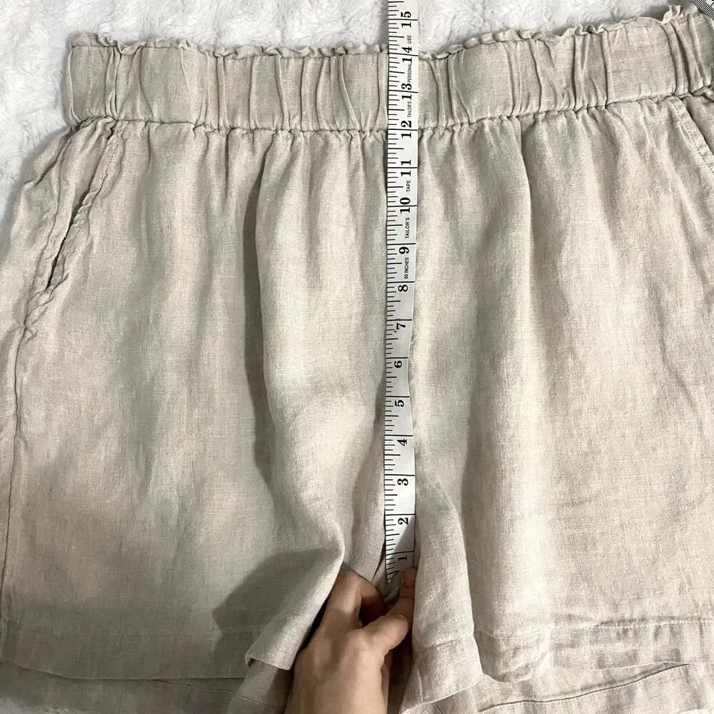 J. Crew Beige Flax Linen Tropez Pull On High Rise Summer Beach Short XL - Image 8